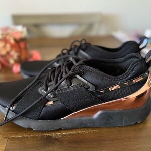 Puma Black and Bronze Athletic Shoes